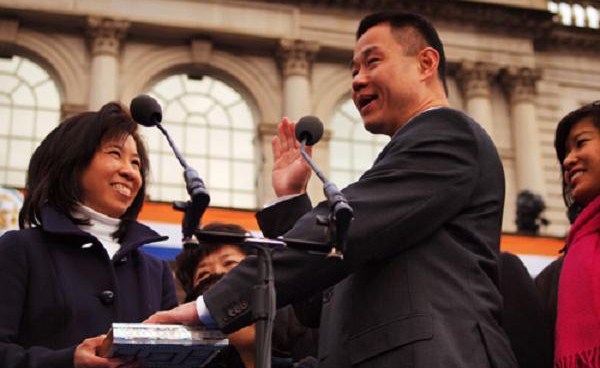 Comptroller Liu, seen here on inauguration day, has launched a new database allowing a closer look at how and when the city spends its money.