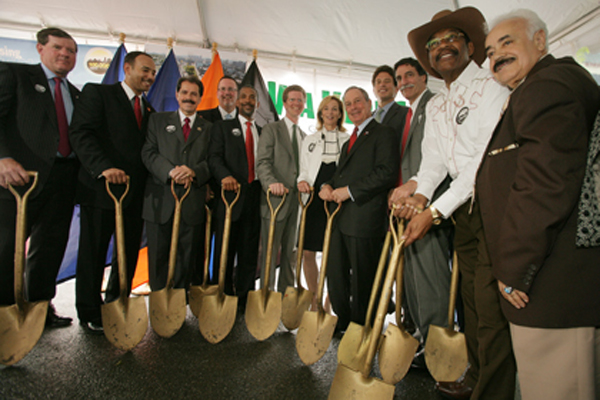 Mayor Bloomberg and other officials pictured in 2010 as they celebrated the completion of the 100,000th unit of housing under his 2003-2014 housing place.