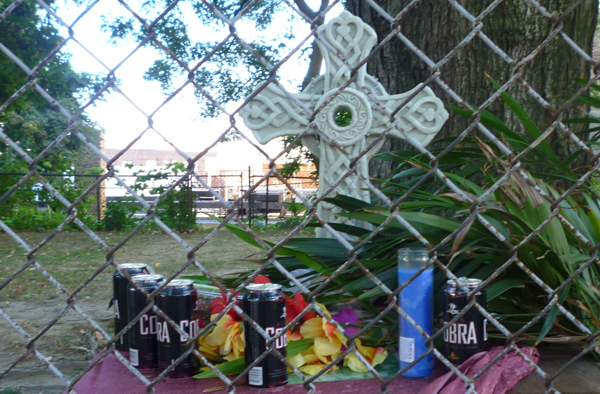 Memorial in a Bronx churchyard for Bill Murphy, a homeless man who died in 2010 under circumstances that police believed were accidental but friends and family found suspicious.