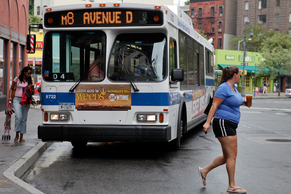 The M8 bus faced elimination in MTA budget cuts this year. It was spared, but did not escape unscathed: Weekend and overnight service was ended.