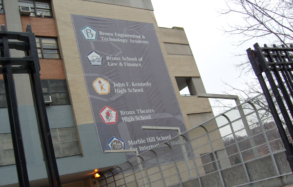 John F. Kennedy High School is one of five schools sharing a West Bronx campus.