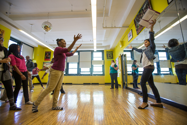 Students at Ron Brown Academy practice for a performance of 