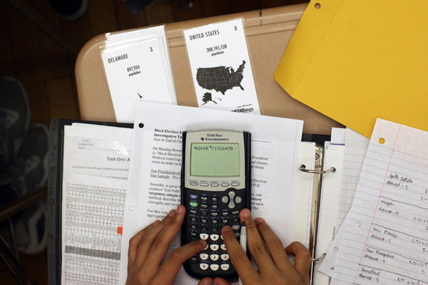 A student in Eleanor Terry's Advanced Placement Statistics class at the High School of Telecommunications, Arts and Technology, where campaign 2012 is a lesson in math and citizenship.