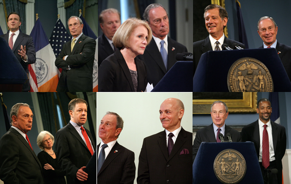 Recent high-level appointments by Mayor Bloomberg include (clockwise from top left): Robert K. Steel as Deputy Mayor for Economic Development, Dr. Dora B. Schriro as Commissioner of the New York City Department of Correction, <a href=