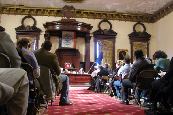 Inside the Council chambers.