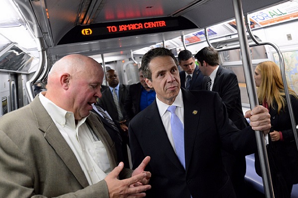 New York City Transit president Tom Prendergast accompanied Gov. Cuomo on a brief subway ride Thursday.