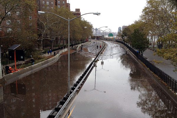 Flooding on the FDR drive on October 30, 2012.