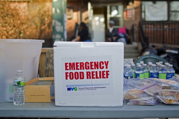 In November, a table outside NYCHA's Gravesend Houses had food available all day.
