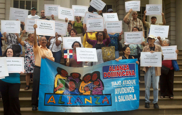 A protest in support of Alianza Dominicana, which has struggled amid financial management and a city investigation.