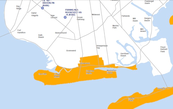 Zone A is seen in orange. The city's Office of Emergency Management is updating its evacuation maps in light of new scientific data and the lessons of Hurricane Sandy.