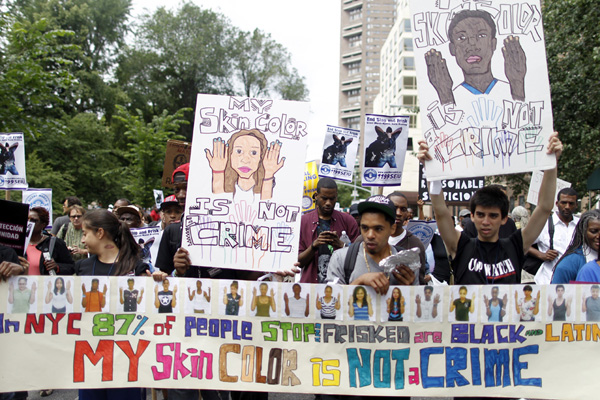 On father's day, opponents of the stop-and-frisk policy marched silently.