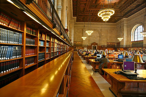 The main reading room at the NYPL's main branch.