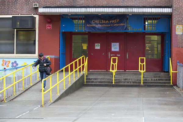 P.S. 33 in Chelsea is one of 750 schools in the city deemed accessible, thanks in part to the ramp seen above. But more than 1,000 schools are not on the list of accessible facilities.
