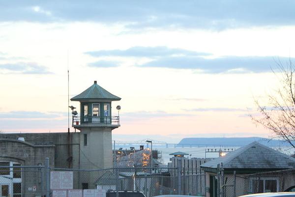 The guard tower at Sing Sing Correctional Facility on the banks of the Hudson in Ossining.