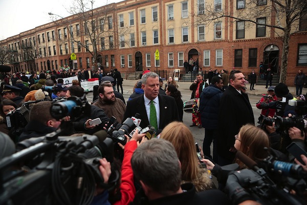 Mayor de Blasio at Sunday's St, Patrick's For All Parade in Woodside.