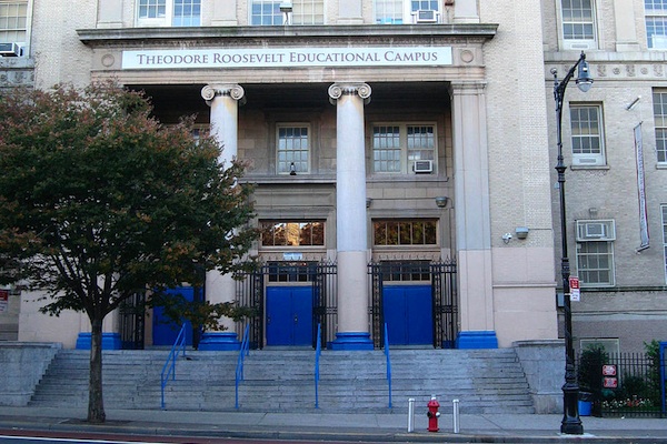The former Theodore Roosevelt High School on Fordham Road now contains for high schools. One operates at 74 percent of capacity, one at 105 percent.