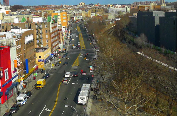 View looking north from Fordham Road along Webster Avenue, a corridor the Economic Development Corporation has targeted for improvement but where many supportive housing projects are planned.