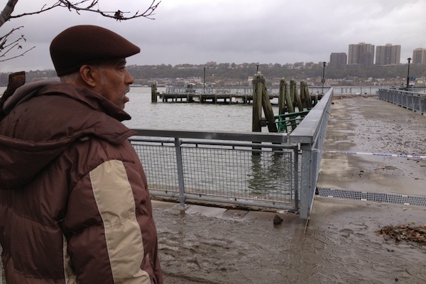 Dennis Williams, at 10 a.m. on Tuesday, near the spot where he first tried to weather Hurricane Sandy.